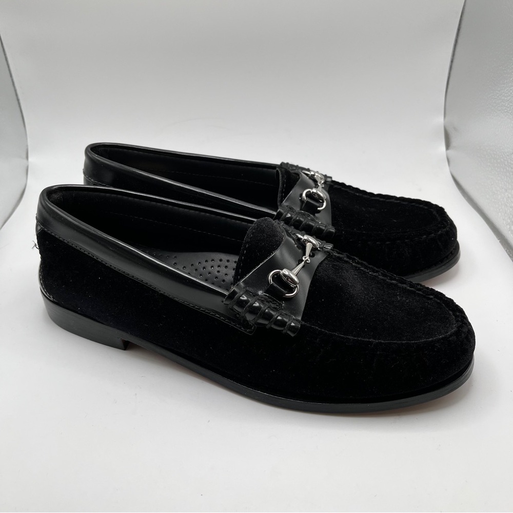 Nwob G.H. Bass Weejuns Lianna Black Velvet Horsebit Loafers Size 8